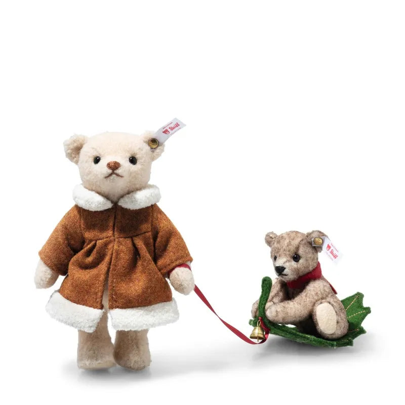 Steiff Mama Teddy bear with child on Holly Express Limited edition collectors mohair teddy bear
