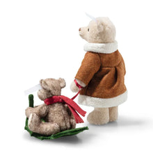 Load image into Gallery viewer, Steiff Mama Teddy bear with child on Holly Express Limited edition collectors mohair teddy bear
