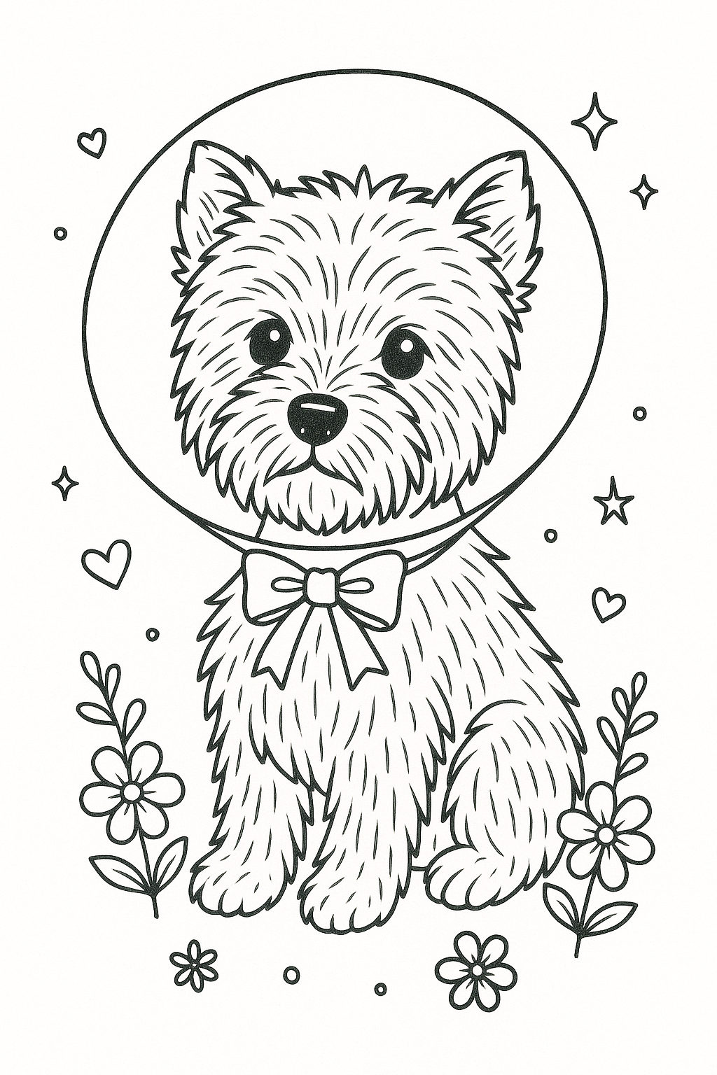 A little birdie Colouring page with free prize draw entry for £100 spend in aid of DOGS TRUST